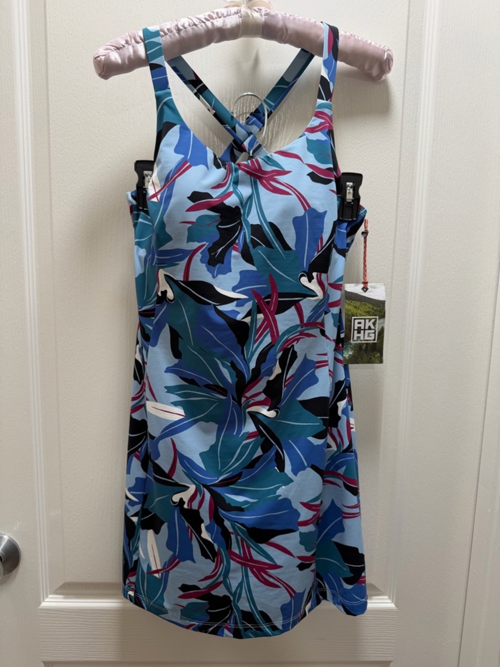 NWT Duluth AKHG Blue Tropical-Print One-Piece Lost Lake Swim Dress 4